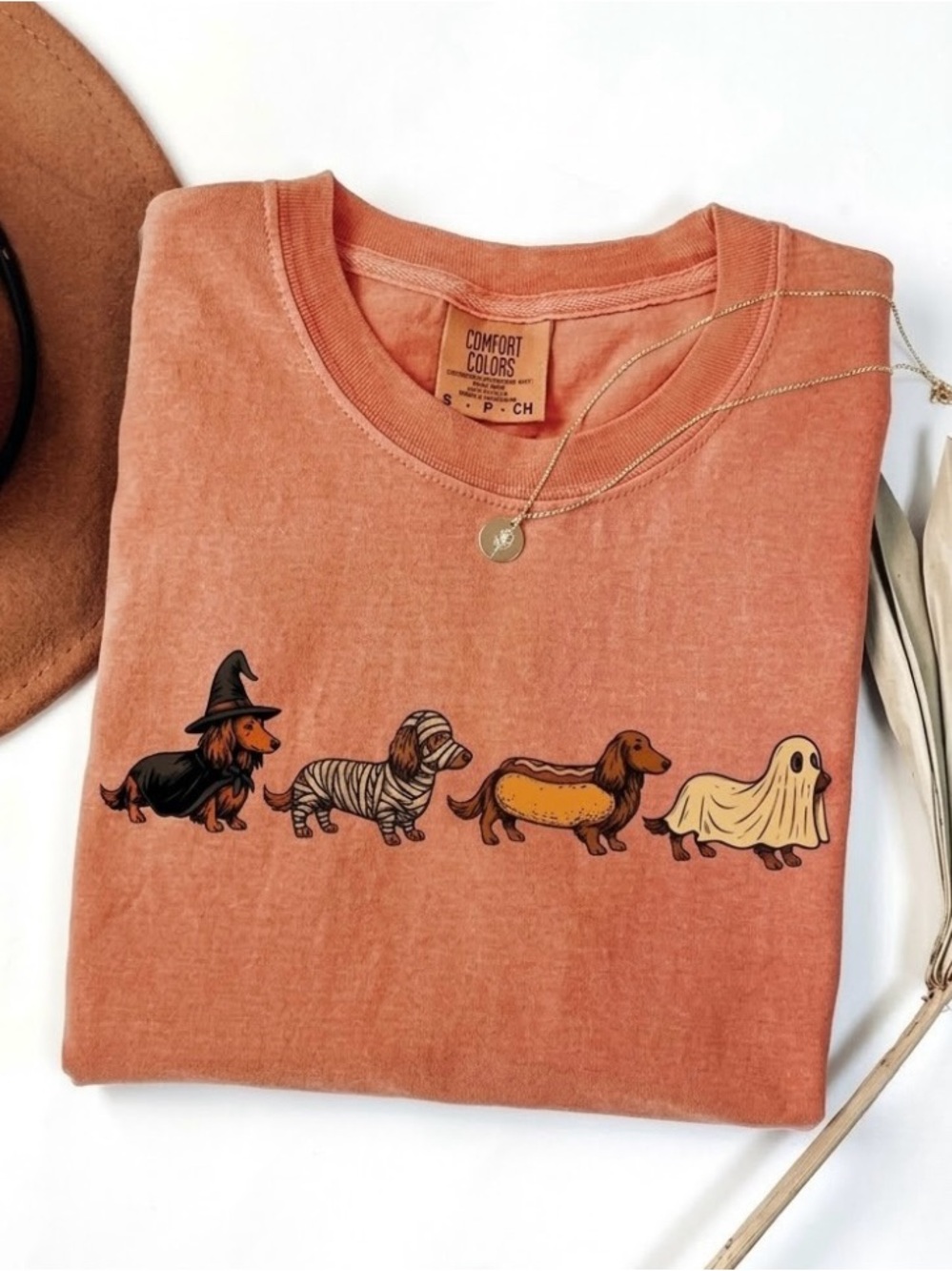 Comfort Colors Dachshund Spooky Dog Halloween Graphic Tee